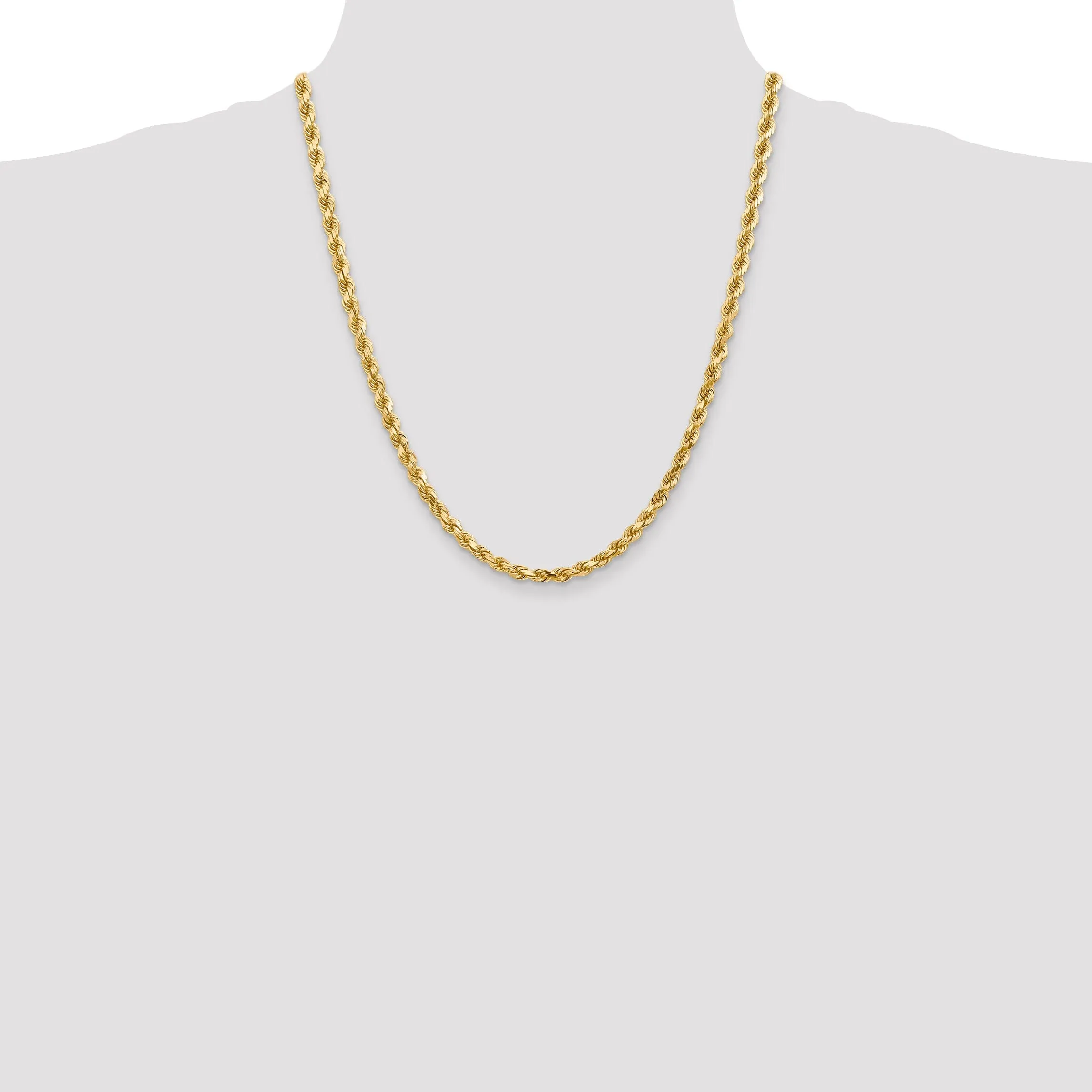 14k Yellow Gold 5.00mm Diamond Cut Rope Chain