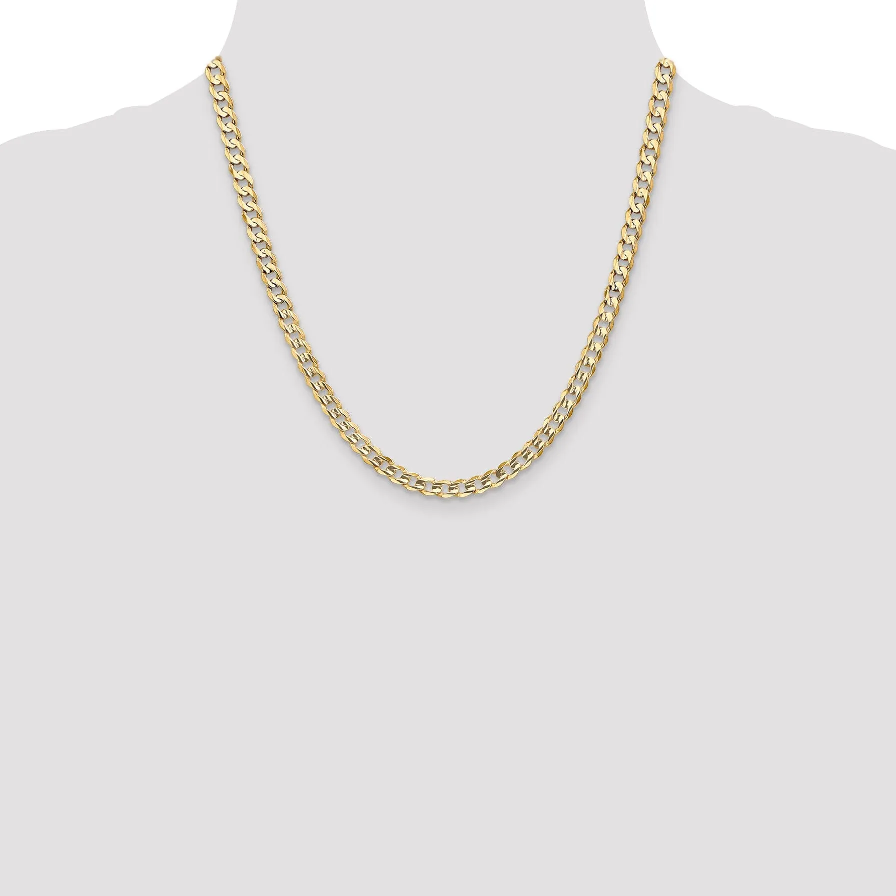 14k Yellow Gold 5.25mm Open Concave Curb Chain
