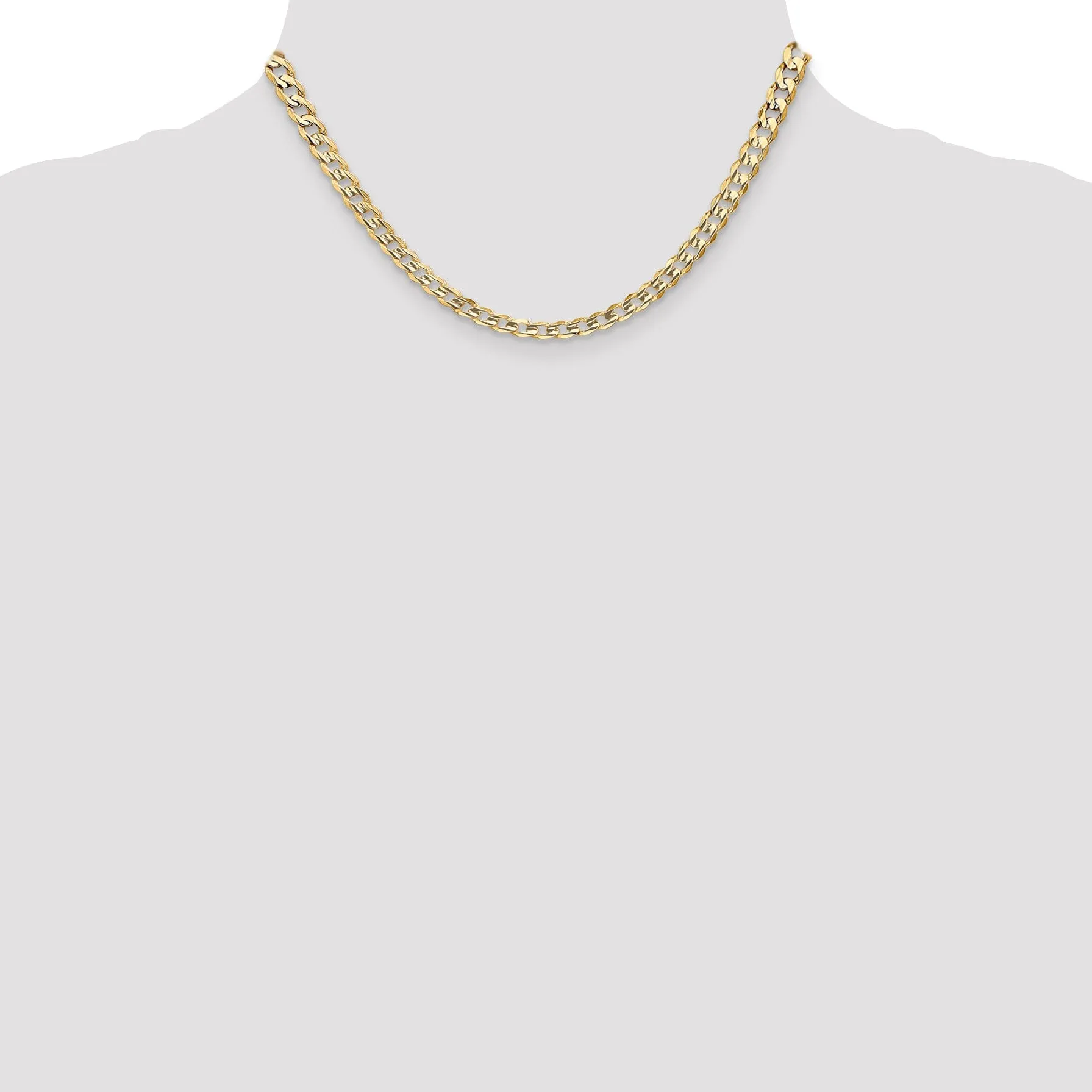 14k Yellow Gold 5.25mm Open Concave Curb Chain