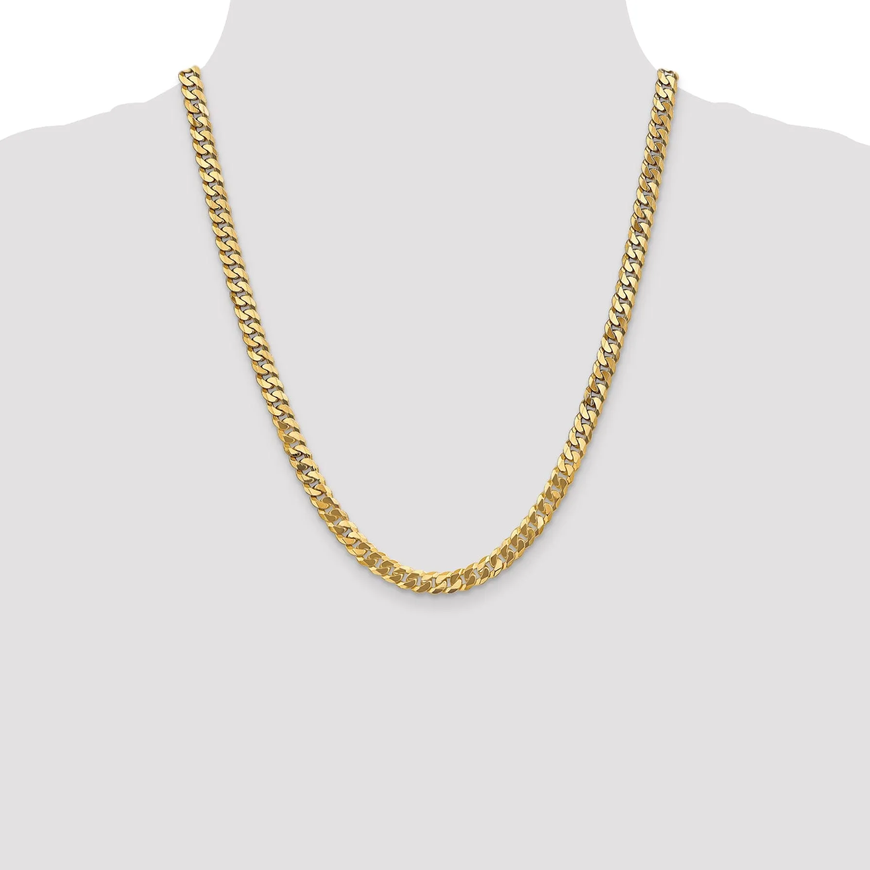 14k Yellow Gold 6.1mm Flat Beveled Curb Chain