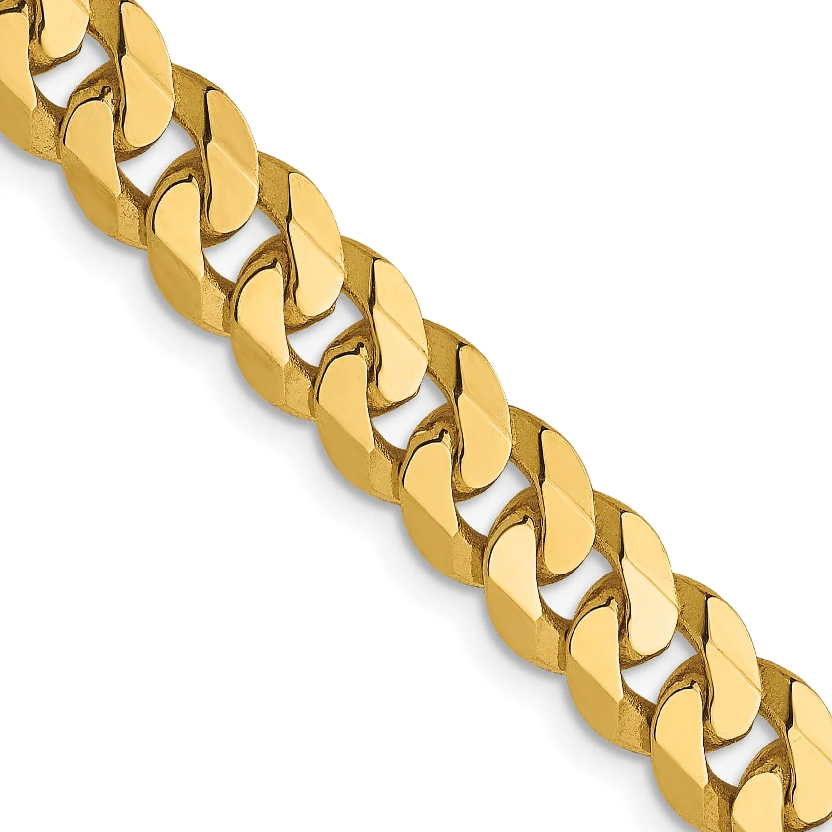 14k Yellow Gold 6.1mm Flat Beveled Curb Chain