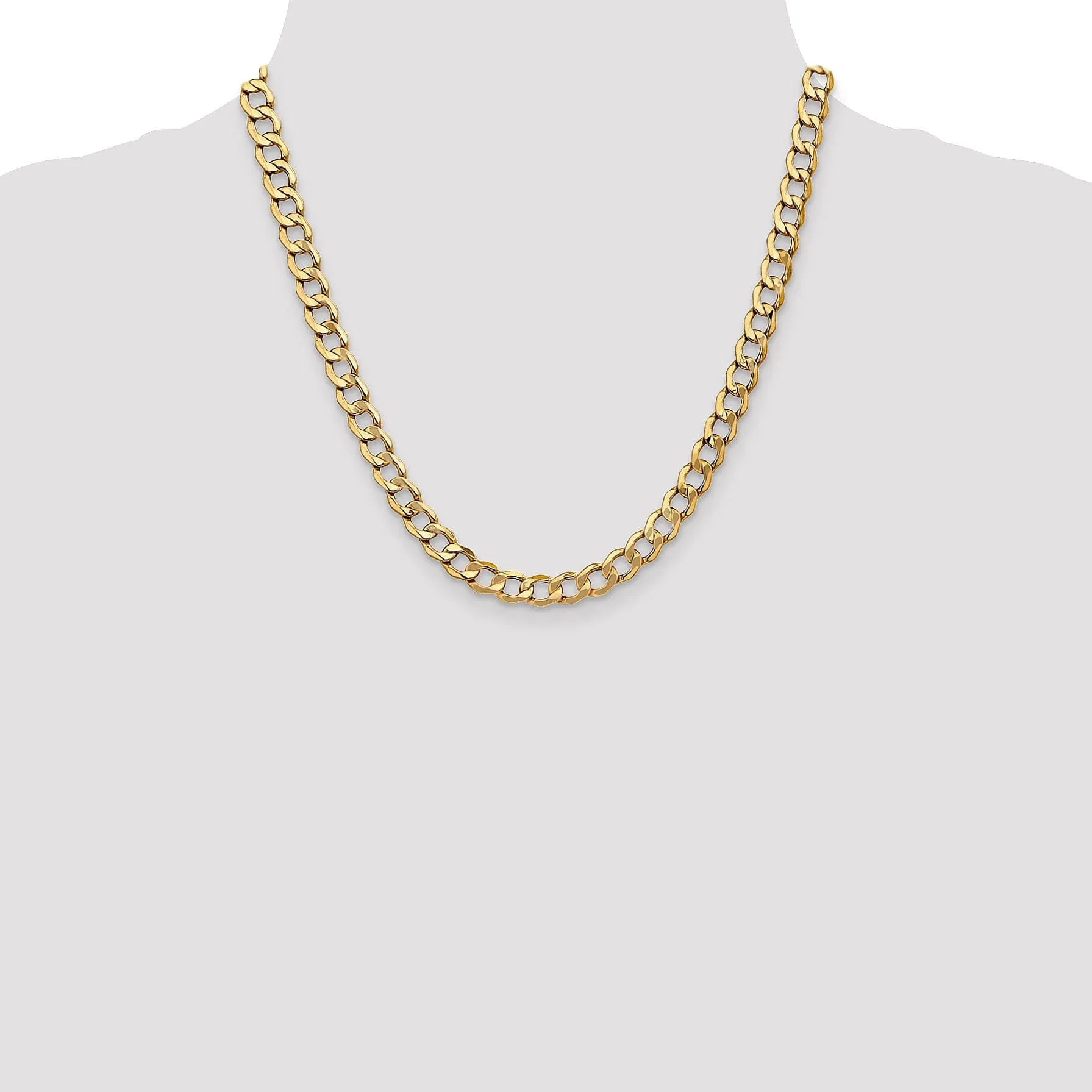 14k Yellow Gold 7.0m SemiSolid Curb Link Chain