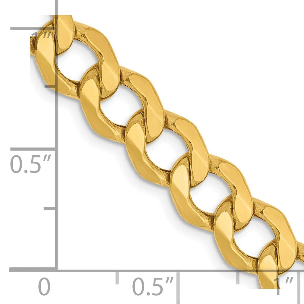 14k Yellow Gold 7.0m SemiSolid Curb Link Chain