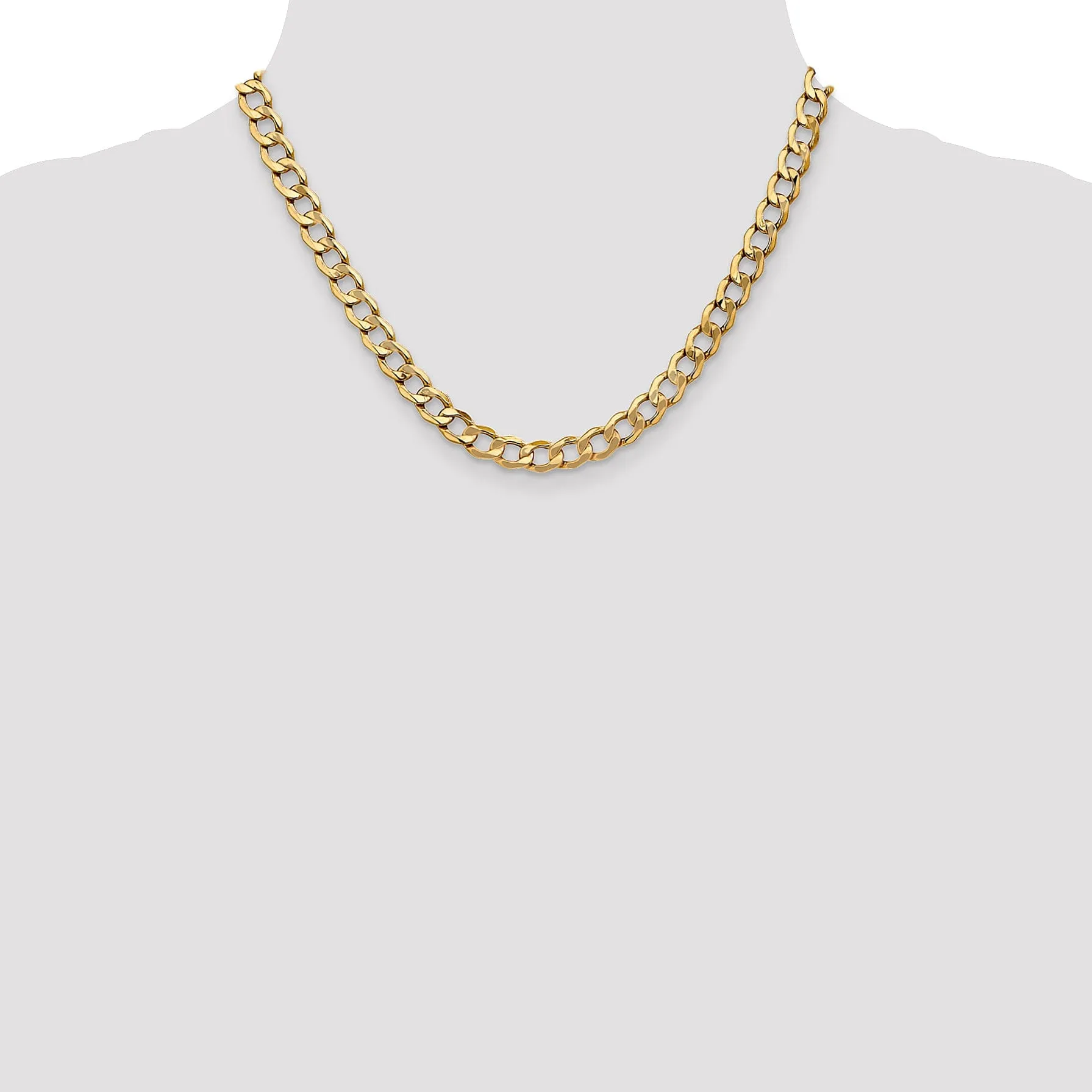 14k Yellow Gold 7.0m SemiSolid Curb Link Chain