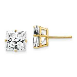14k Yellow Gold 8MM Princess Cut Cubic Zirconia Ea