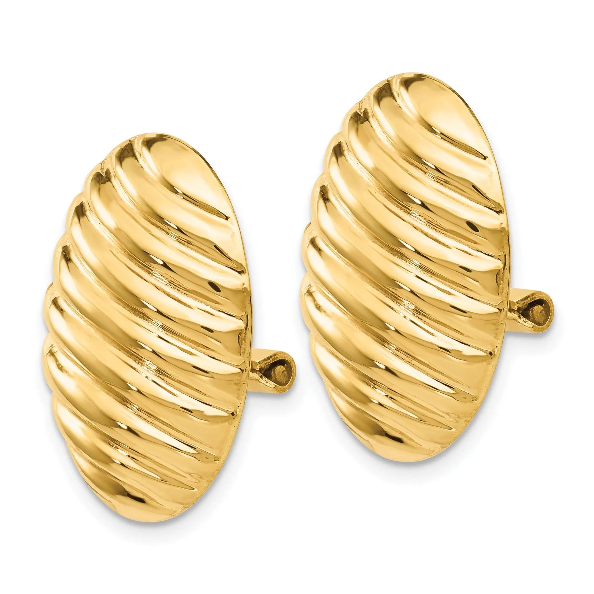 14k Yellow Gold Button Non-pierced Omega Earrings