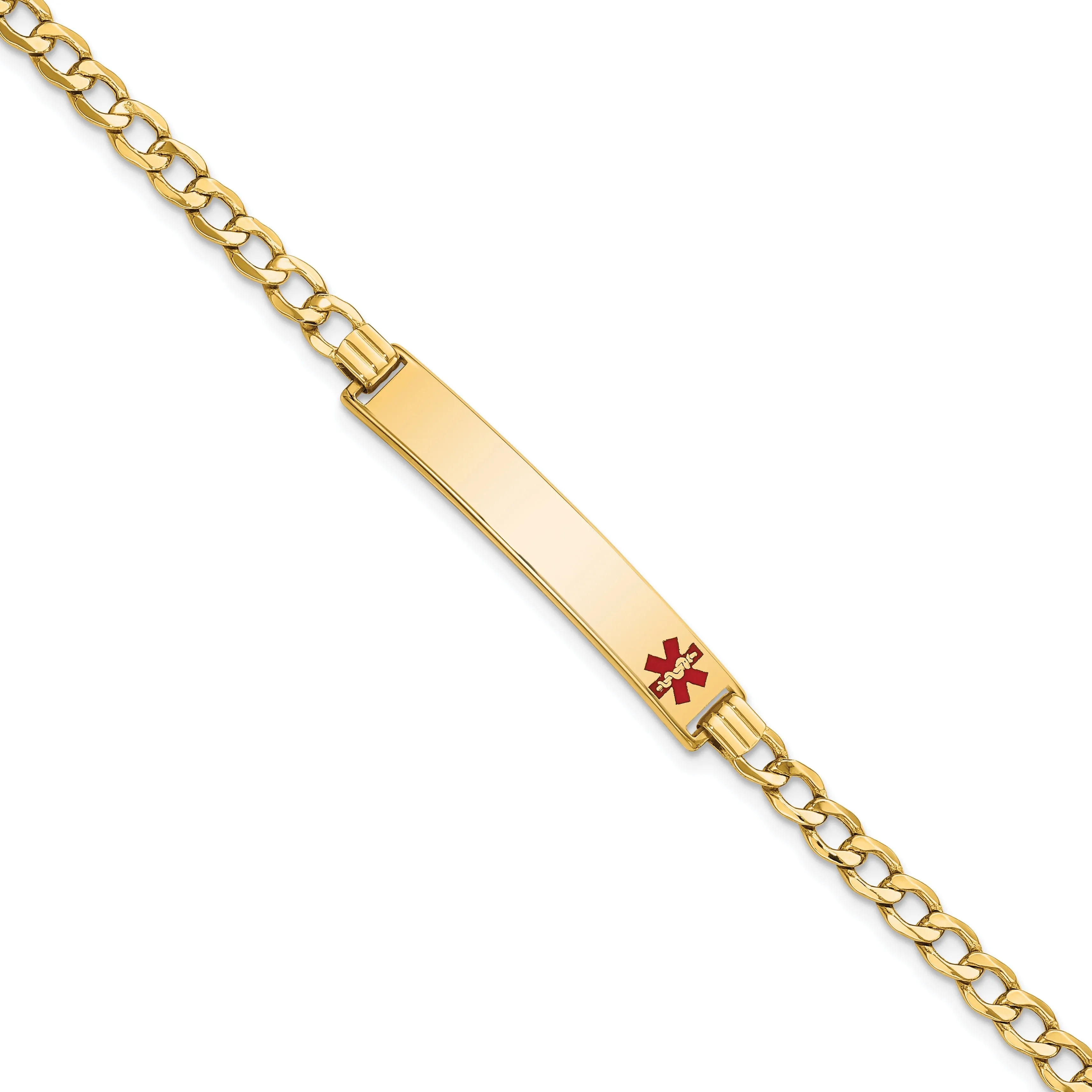 14K Yellow Gold Curb Link Medical ID Bracelet