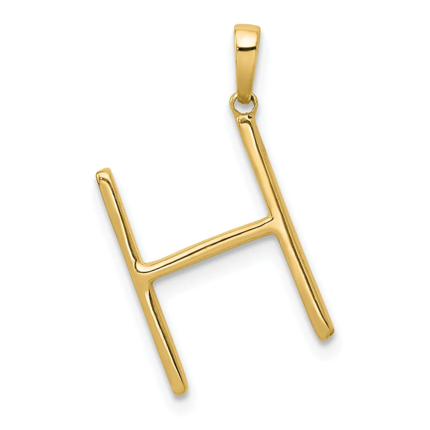 14K Yellow Gold Diamond 0.093-CT Block Letter H Initial Charm Pendant