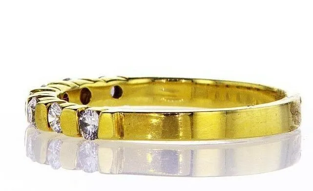 14K Yellow Gold Diamond Ring Entirely Band Natural Round Cut 0.32CT G SI1 Size 6