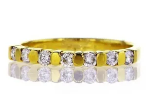 14K Yellow Gold Diamond Ring Entirely Band Natural Round Cut 0.32CT G SI1 Size 6