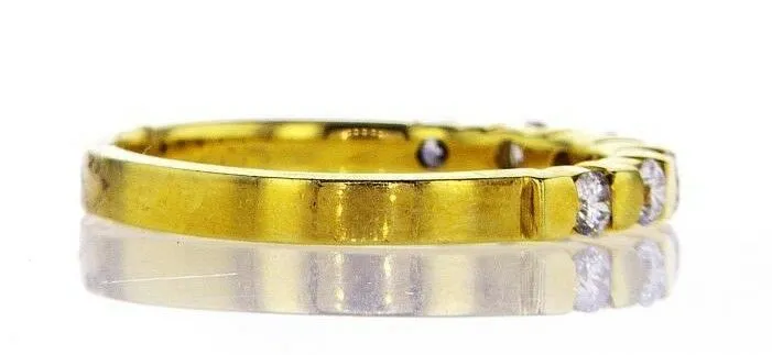 14K Yellow Gold Diamond Ring Entirely Band Natural Round Cut 0.32CT G SI1 Size 6