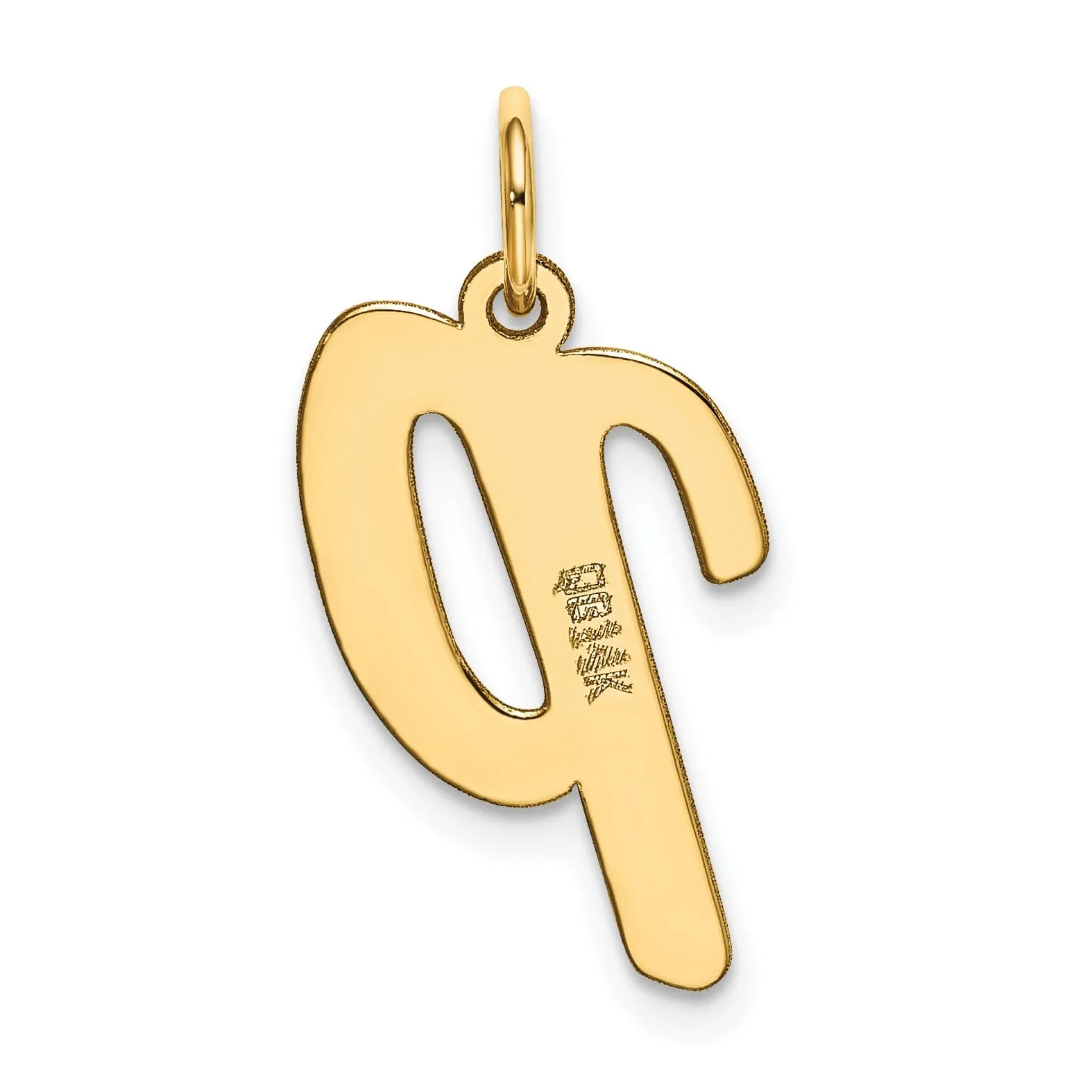 14K Yellow Gold Large Size Fancy Script Design Letter P Initial Pendant