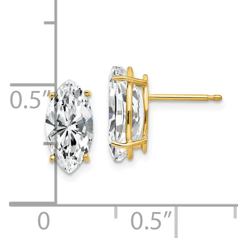 14k Yellow Gold Marquise Cubic Zirconia Earring