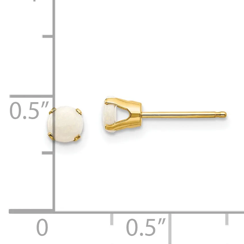 14k Yellow Gold Opal Birthstone Earrings