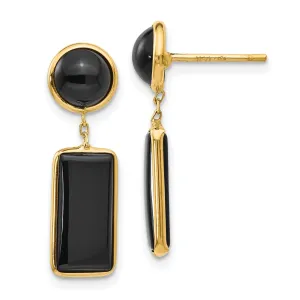 14k Yellow Gold Polished Onyx Rectangle Earrings