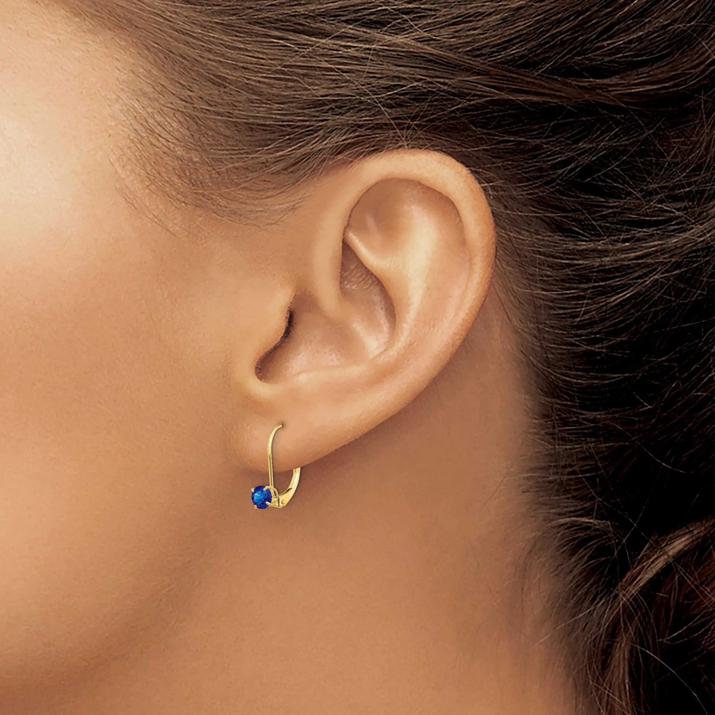 14k Yellow Gold Sapphire Birthstone Earrings