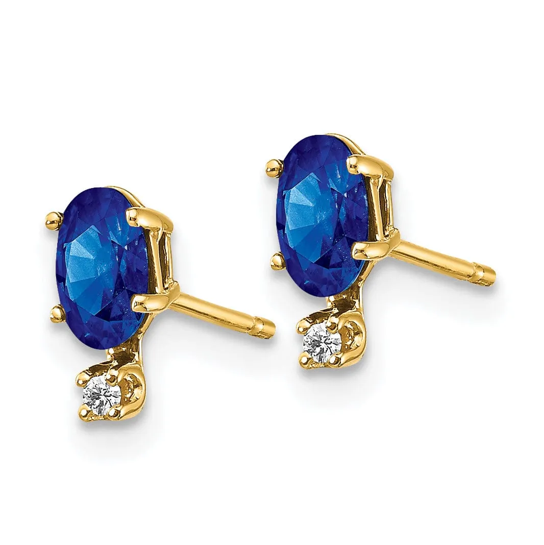 14k Yellow Gold Sapphire Birthstone Post Earrings