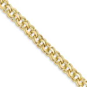 14k Yellow Gold Solid Double Link Charm Bracelet