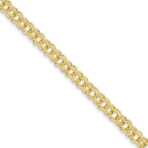 14k Yellow Gold Solid Double Link Charm Bracelet