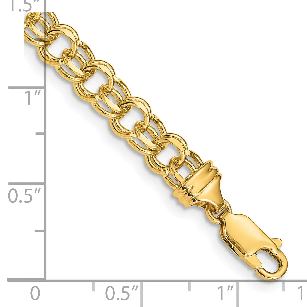 14k Yellow Gold Solid Double Link Charm Bracelet