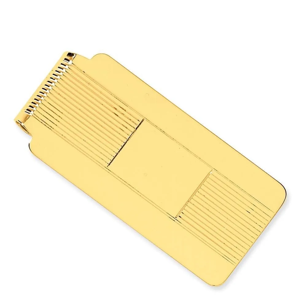 14k Yellow Gold Solid Line Design Money Clip.