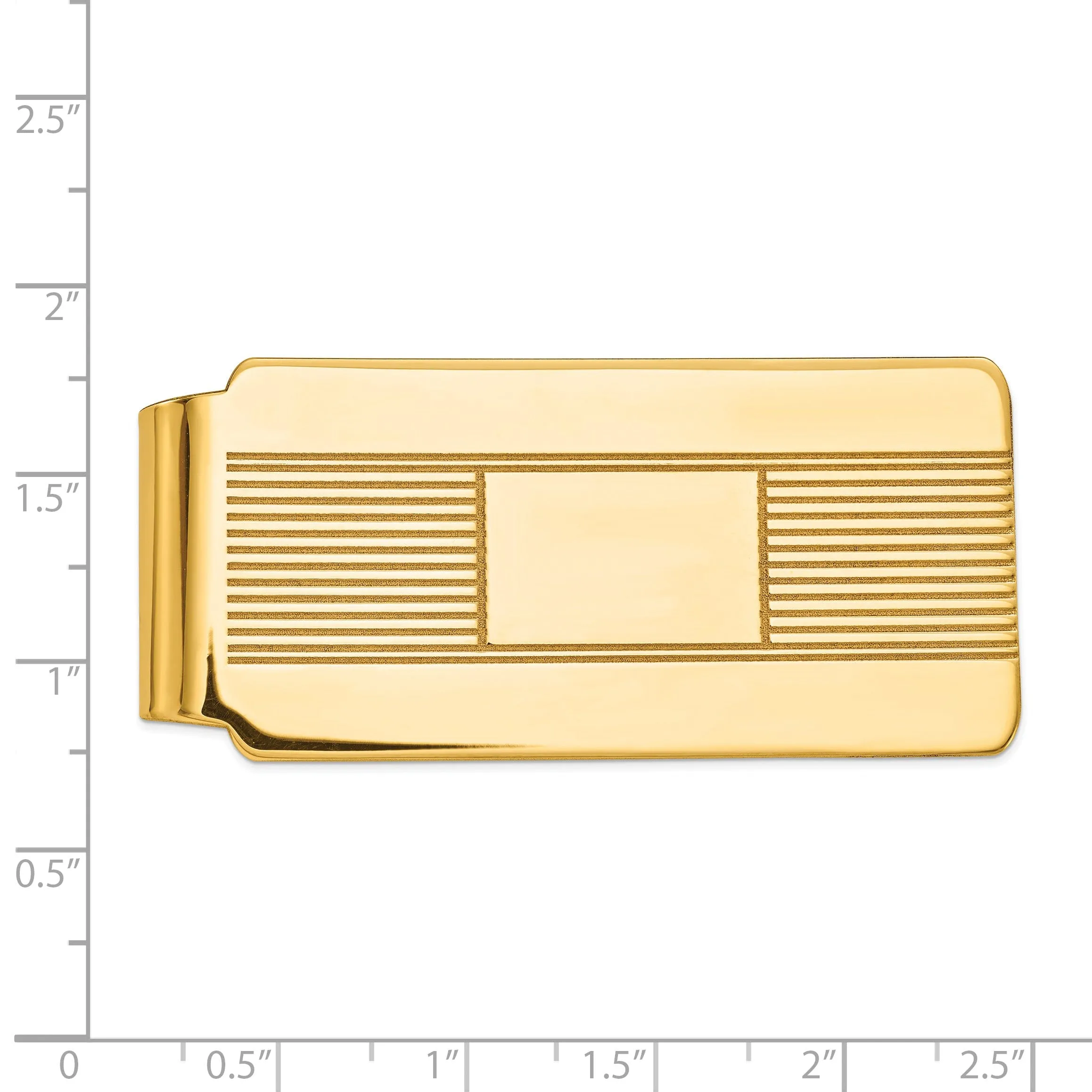14k Yellow Gold Solid Line Design Money Clip.