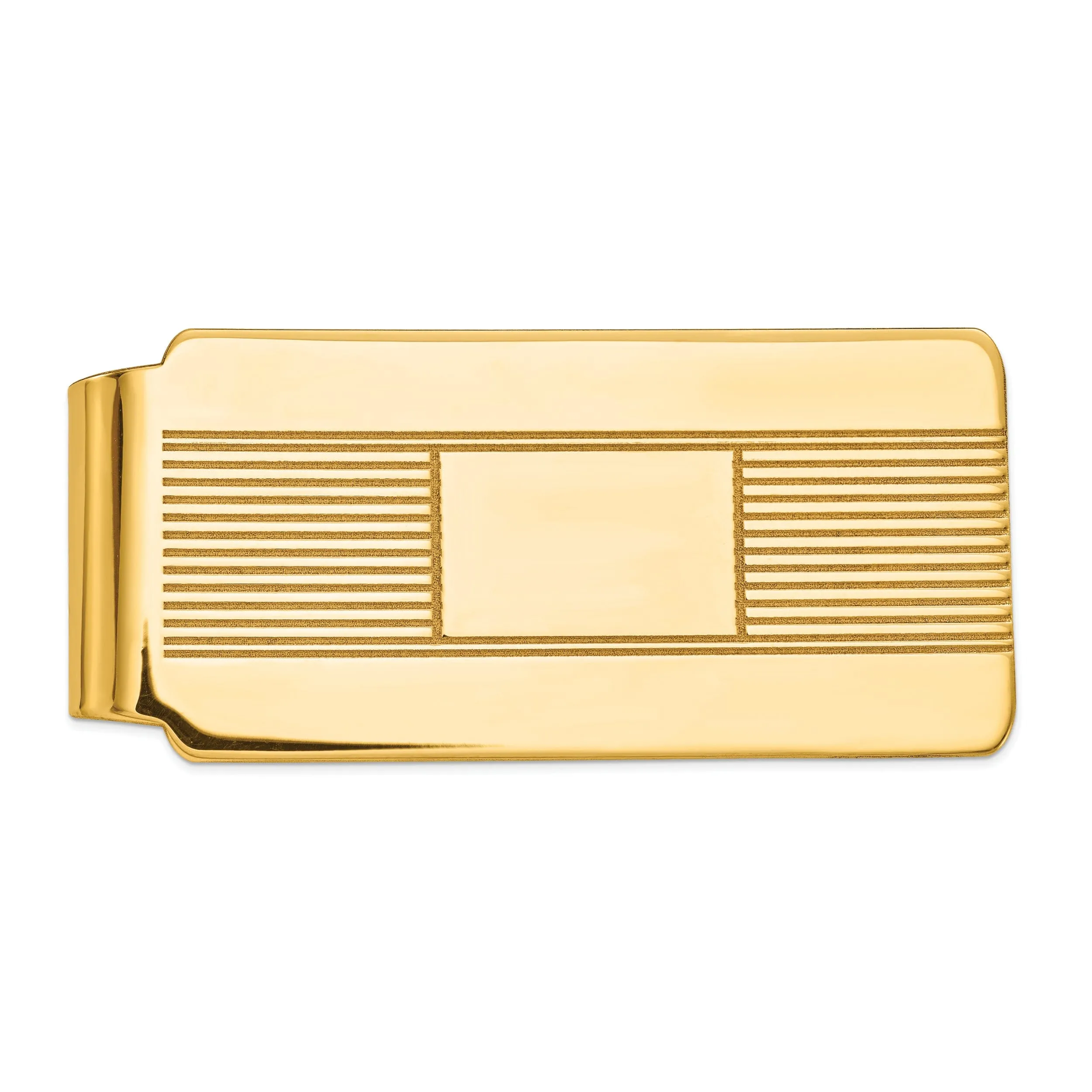 14k Yellow Gold Solid Line Design Money Clip.