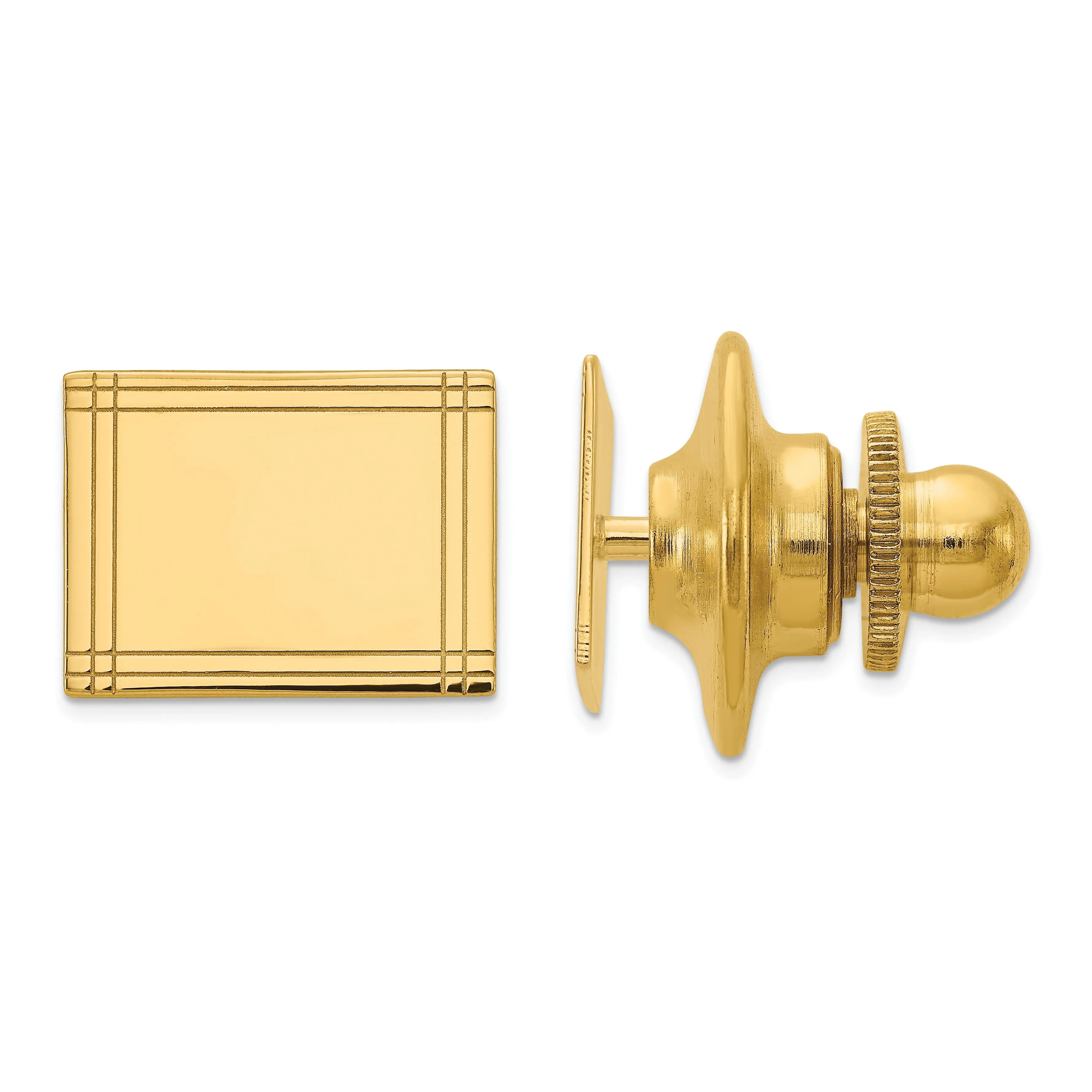 14k Yellow Gold Solid Square Design Tie Tac.