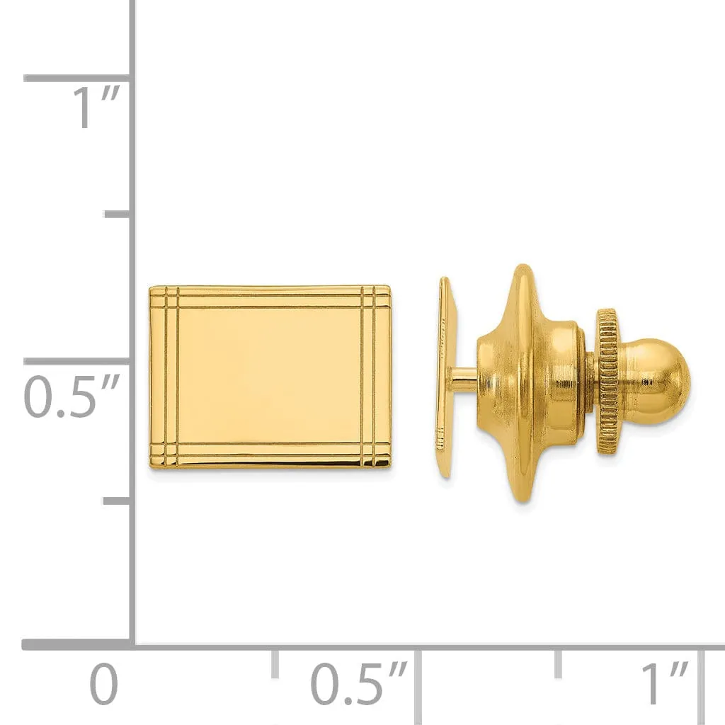 14k Yellow Gold Solid Square Design Tie Tac.