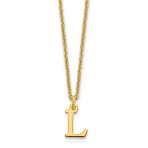 14k Yellow Gold Tiny Cut Out Block Letter L Initial Pendant and Necklace