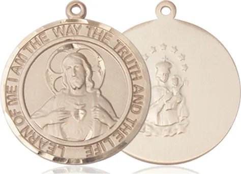14kt Gold Scapular Pendant with 24-Inch Curb Chain