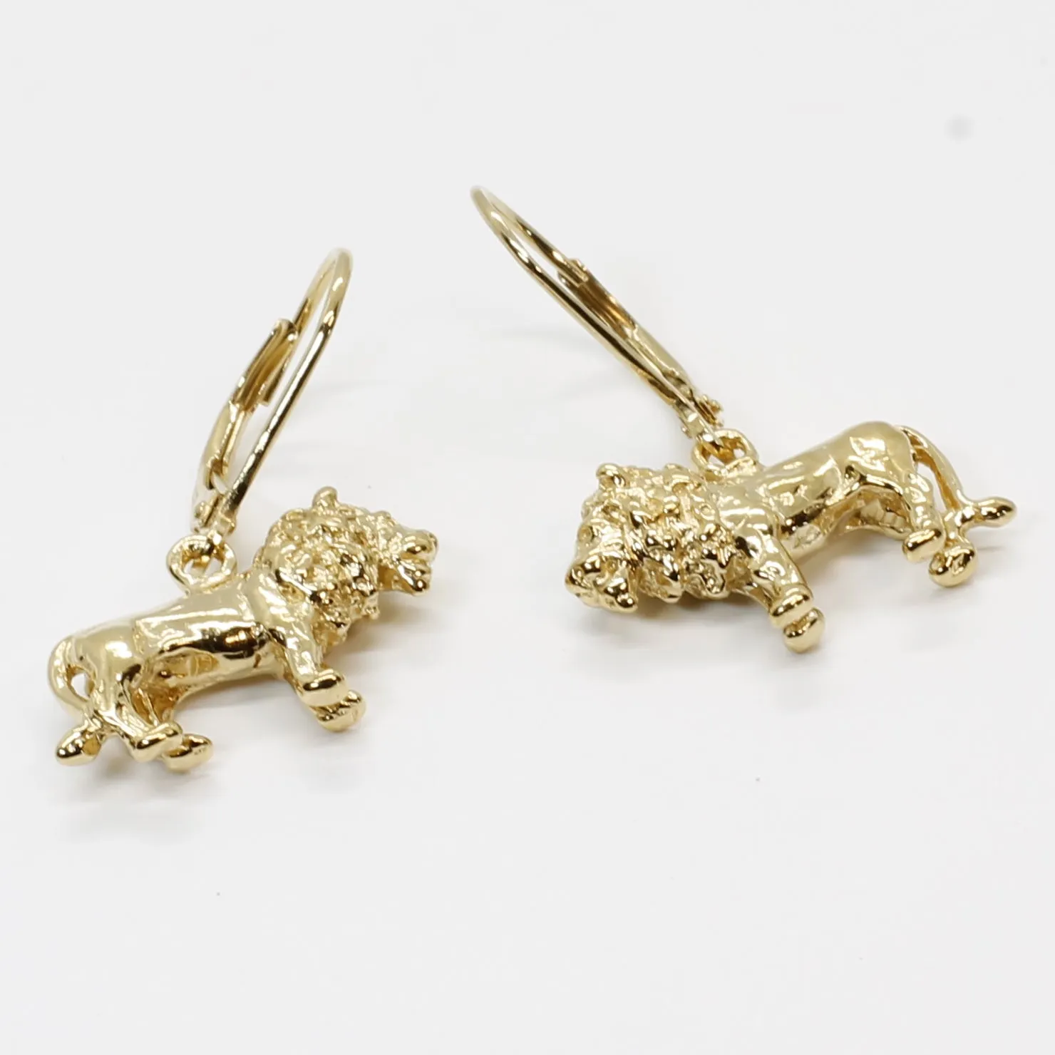 14kt Gold Vermeil Male Lion Dangle Earrings