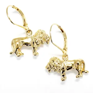 14kt Gold Vermeil Male Lion Dangle Earrings