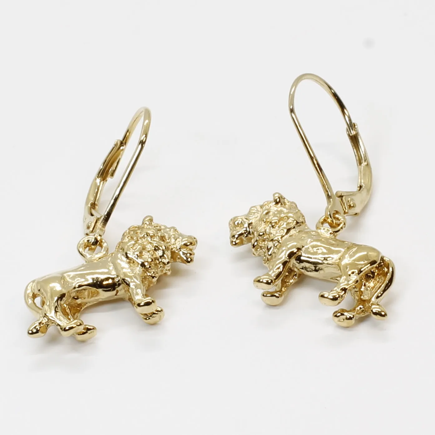 14kt Gold Vermeil Male Lion Dangle Earrings