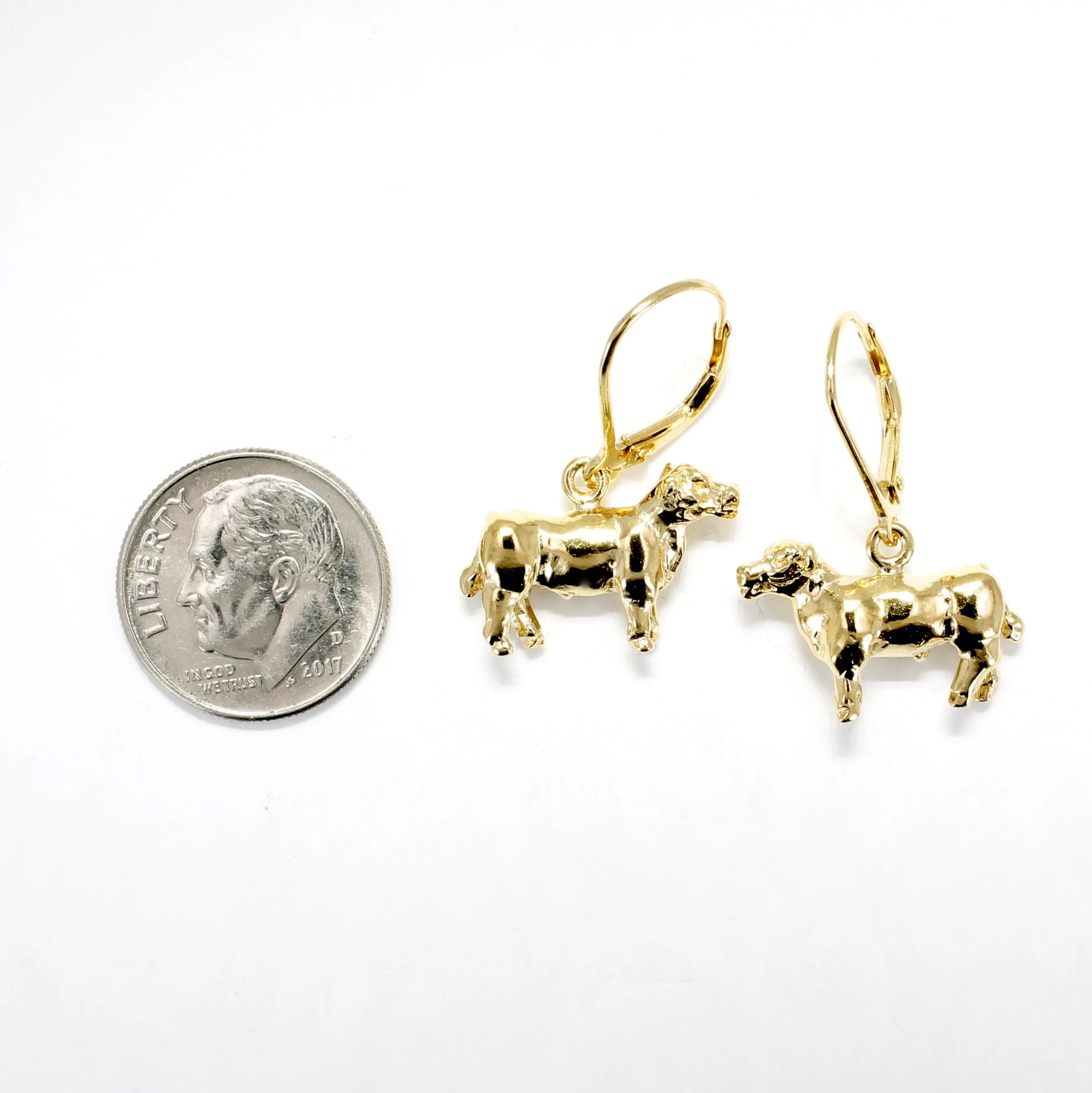 14kt Gold Vermeil Show Steer Earrings for FFA Girl Gift