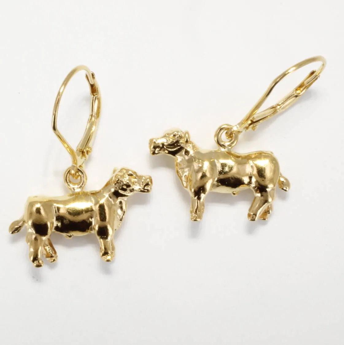 14kt Gold Vermeil Show Steer Earrings for FFA Girl Gift