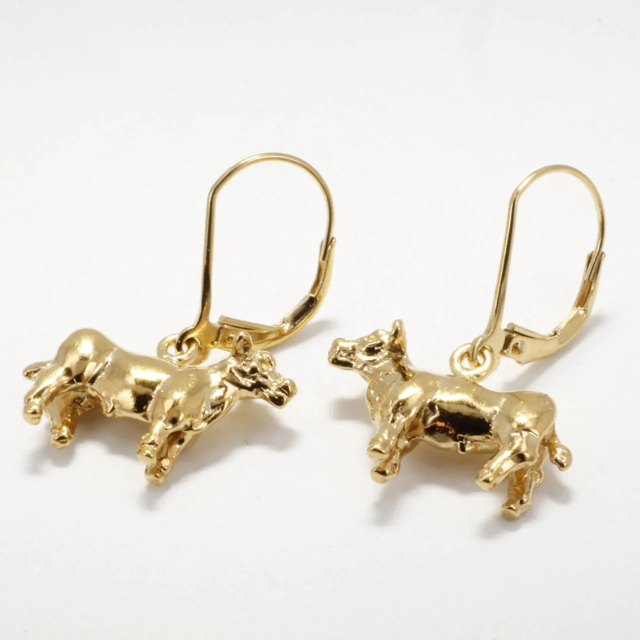 14kt Gold Vermeil Show Steer Earrings for FFA Girl Gift