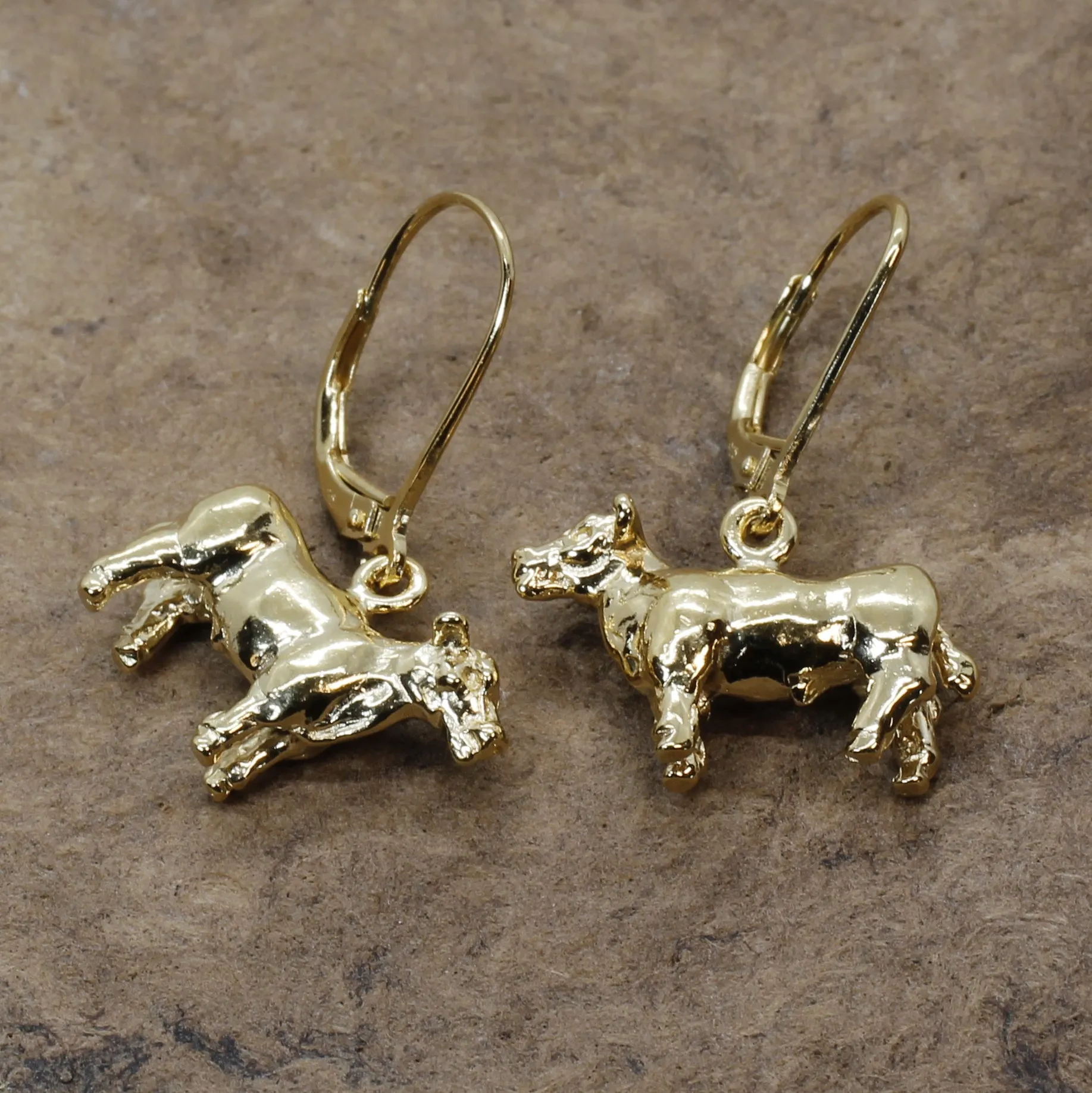 14kt Gold Vermeil Show Steer Earrings for FFA Girl Gift