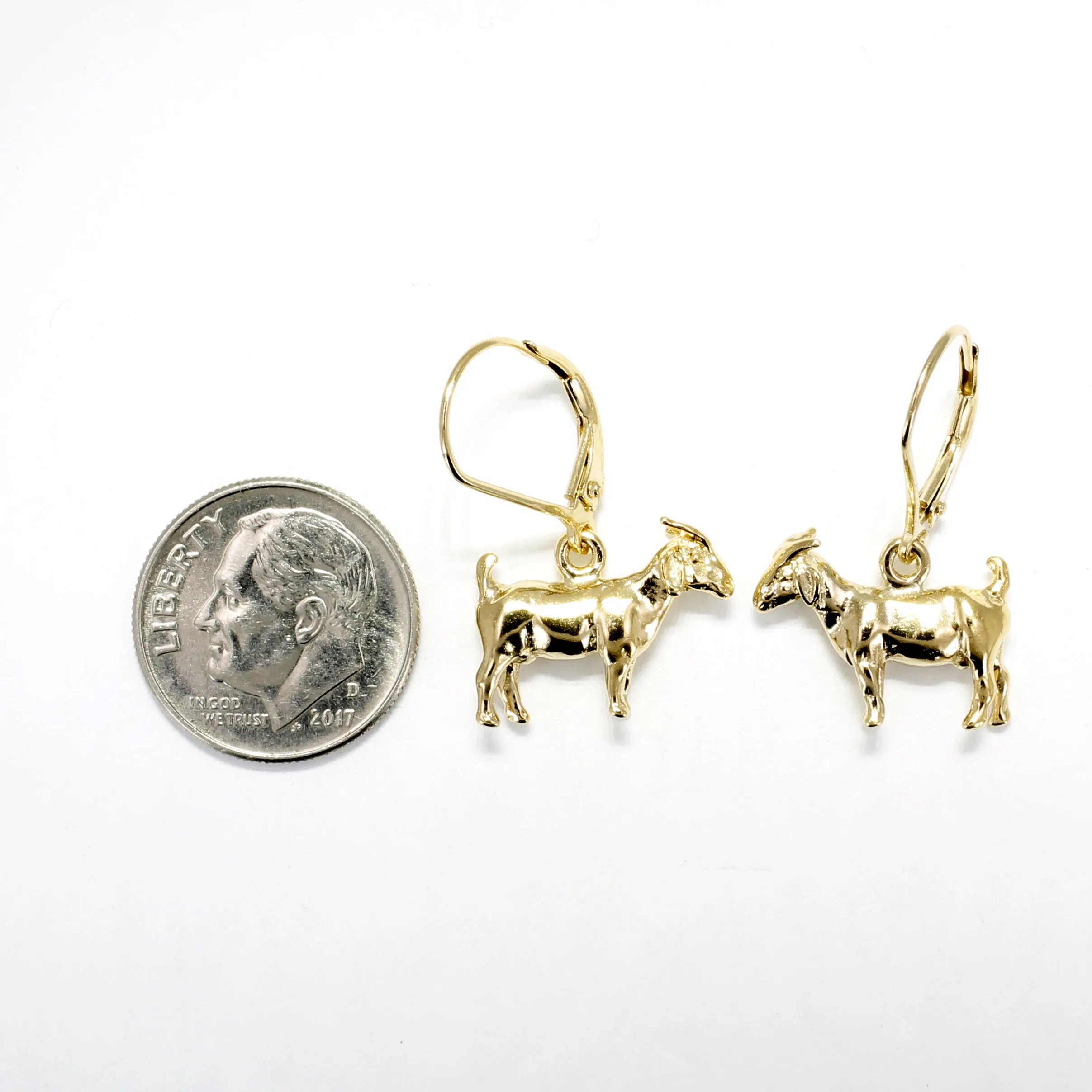 14kt Gold Vermeil Small Boer Goat Dangle Earrings