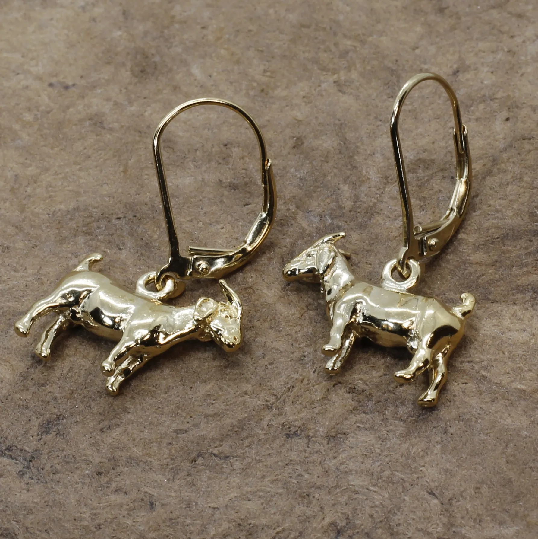 14kt Gold Vermeil Small Boer Goat Dangle Earrings