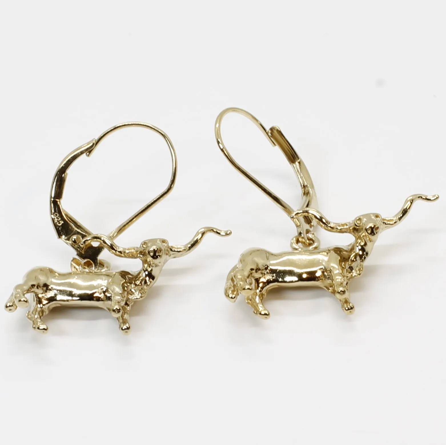 14kt Yellow Gold Vermeil Texas Longhorns Dangle Earrings