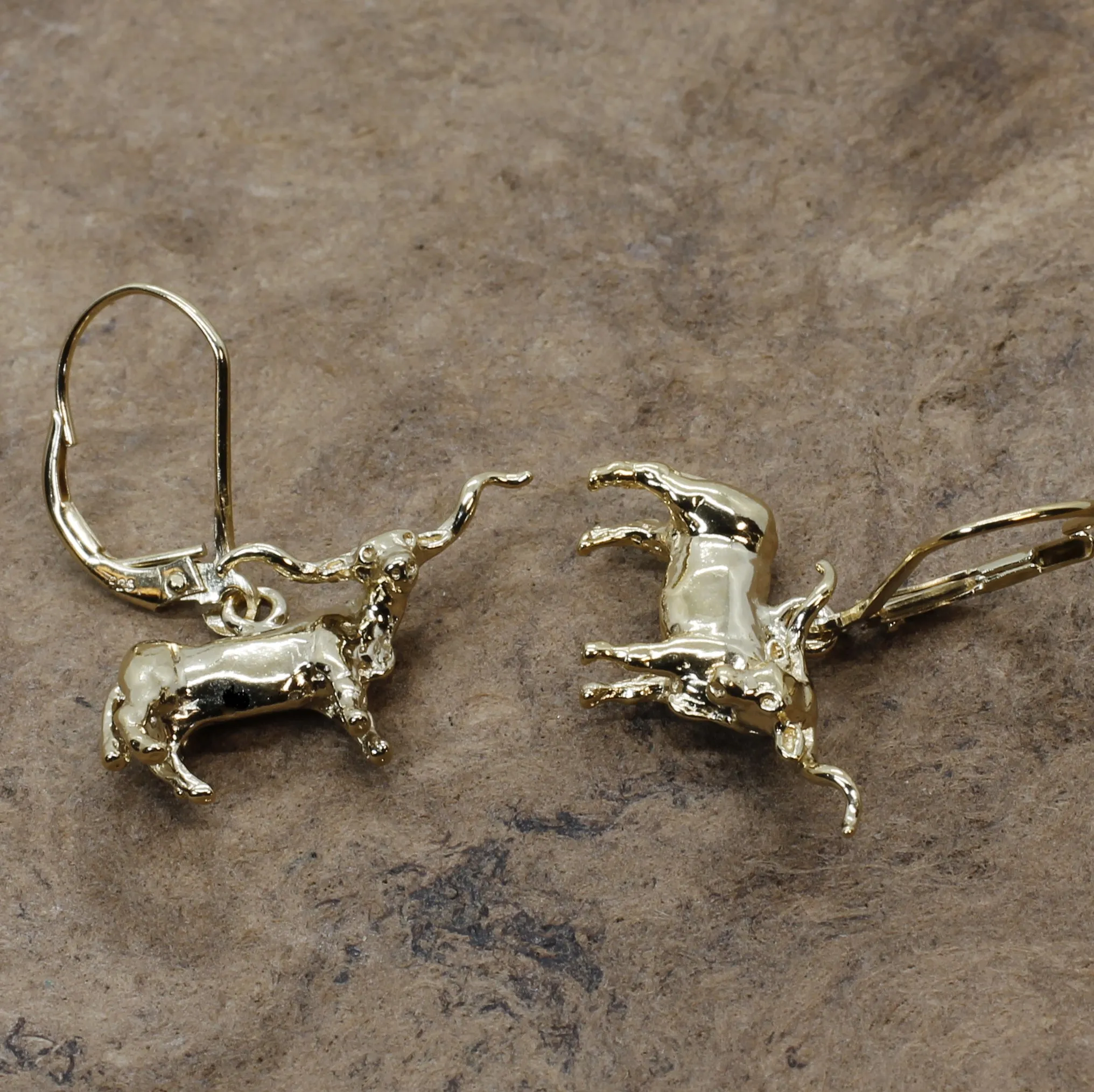 14kt Yellow Gold Vermeil Texas Longhorns Dangle Earrings