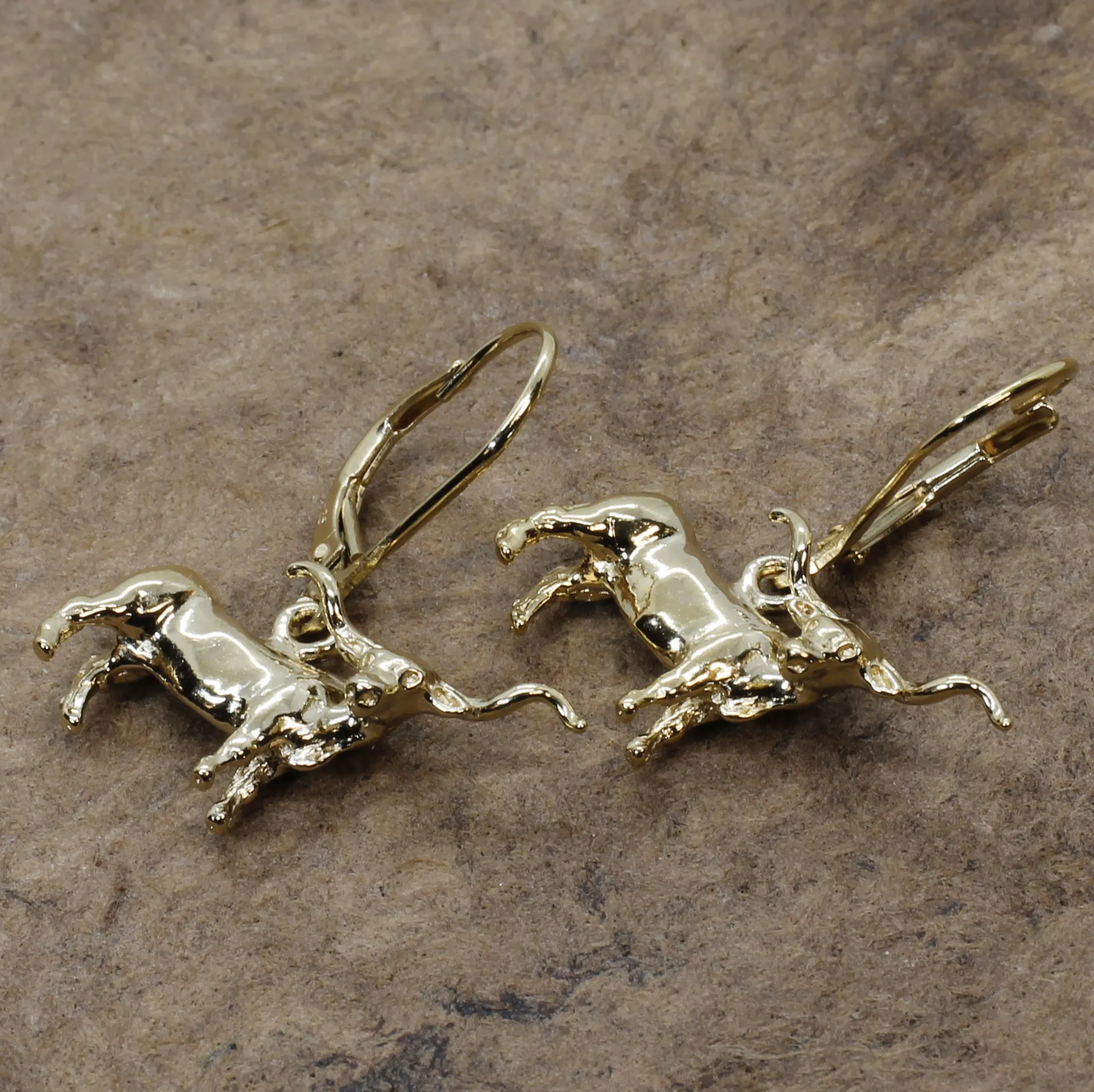 14kt Yellow Gold Vermeil Texas Longhorns Dangle Earrings