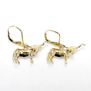 14kt Yellow Gold Vermeil Texas Longhorns Dangle Earrings
