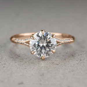 1.58 Carat Moissanite Engagement Ring, Mackenzie Setting, 14k Rose Gold