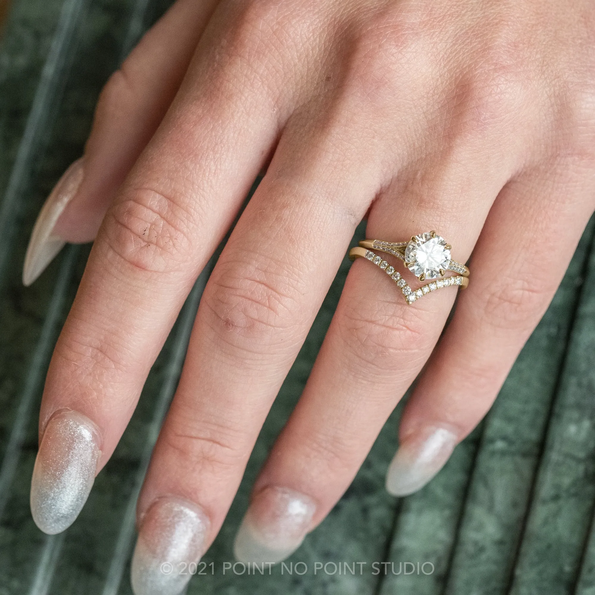 1.58 Carat Moissanite Engagement Ring, Mackenzie Setting, 14k Yellow Gold