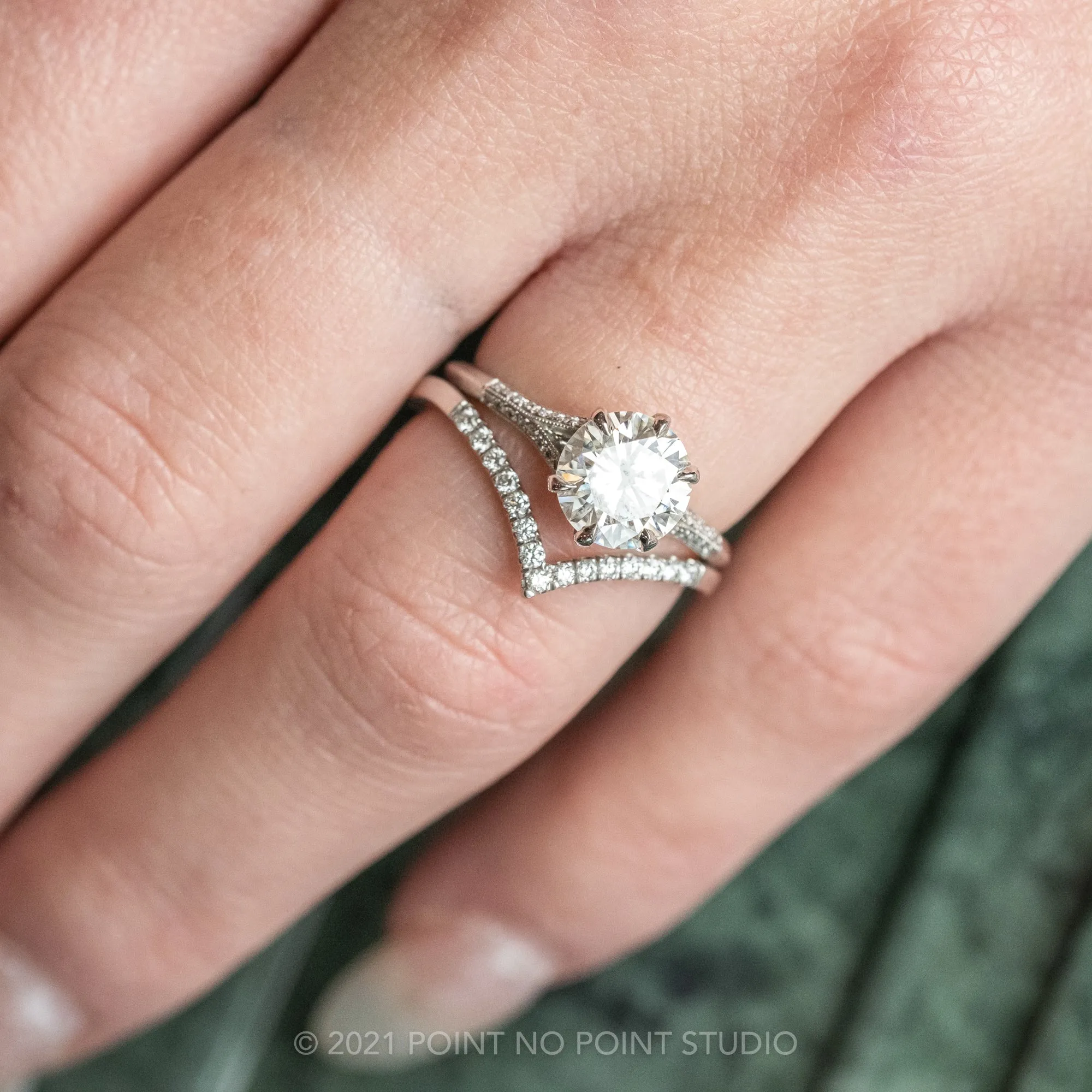 1.58 Carat Moissanite Engagement Ring, Mackenzie Setting, Platinum