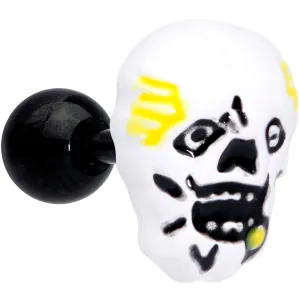 16 Gauge 1/4 Black White Skull Halloween Cartilage Tragus Earring