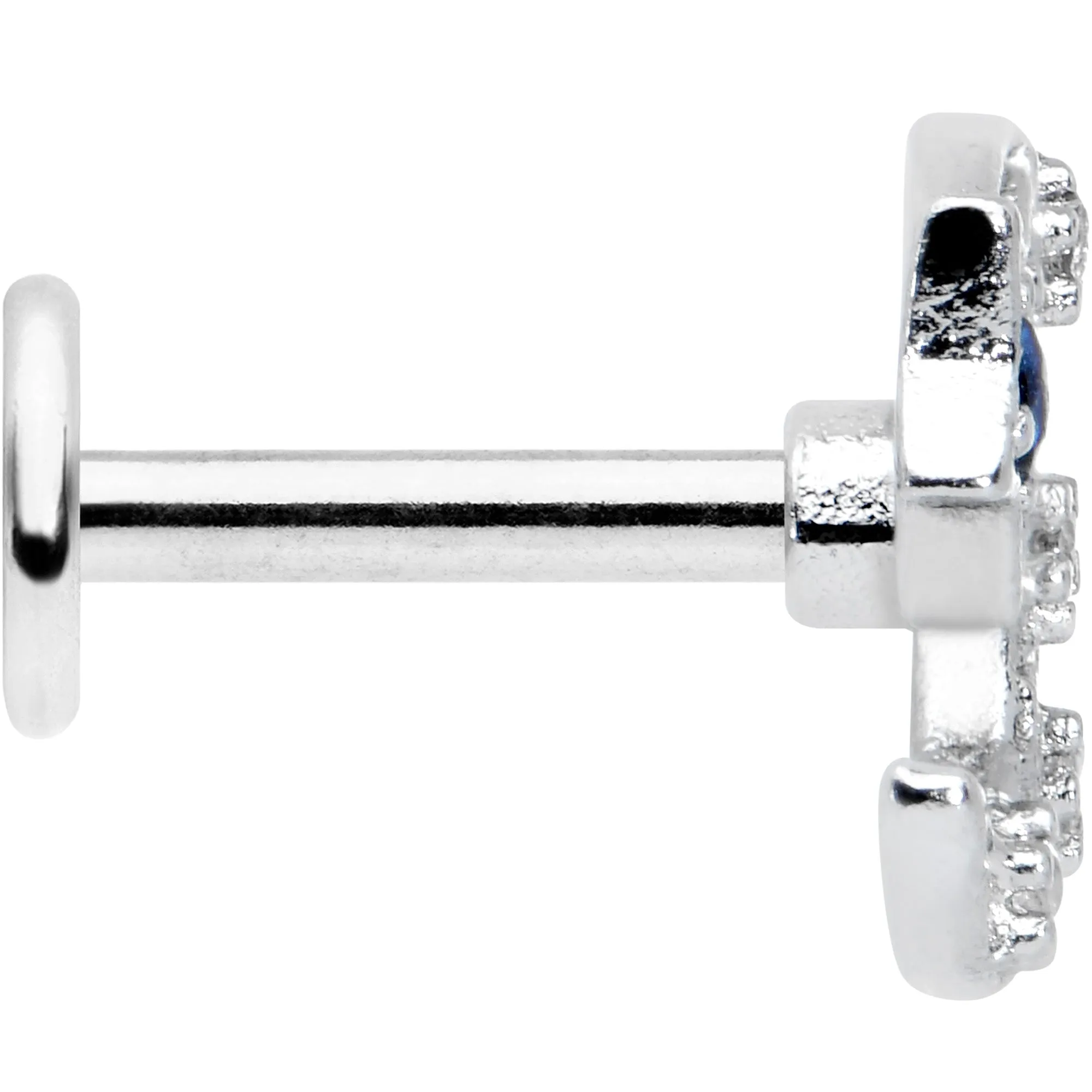 16 Gauge 1/4 Clear Blue Gem Star Crescent Moon Labret Monroe Tragus