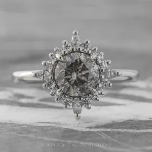 1.66 Carat Salt and Pepper Diamond Engagement Ring, Cosette Setting, 14K White Gold